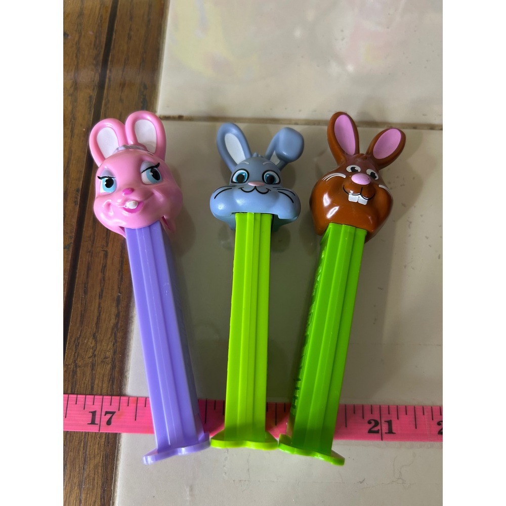 Pez Easter Bunny Candy Dispensers Lot of 3 Pink Blue Brown 1998 2003 2013
